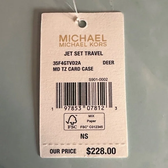 Michael Kors Jet Set Travel Medium TZ Card Case in a crocodile-embossed "Deer" - Picture 13 of 14